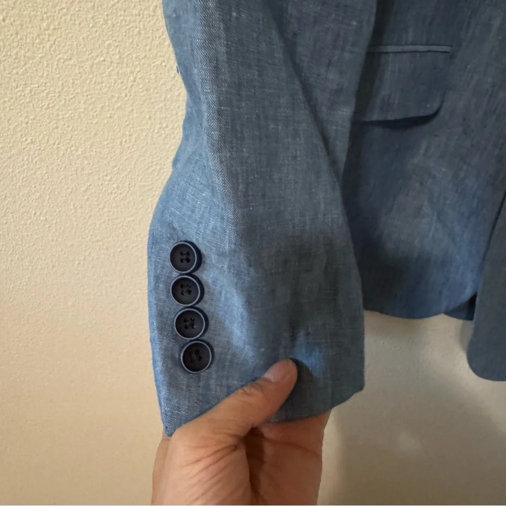 Tommy Hilfiger Linen Sport Coat Blazer Chambray Two Button Partial Lined-38R